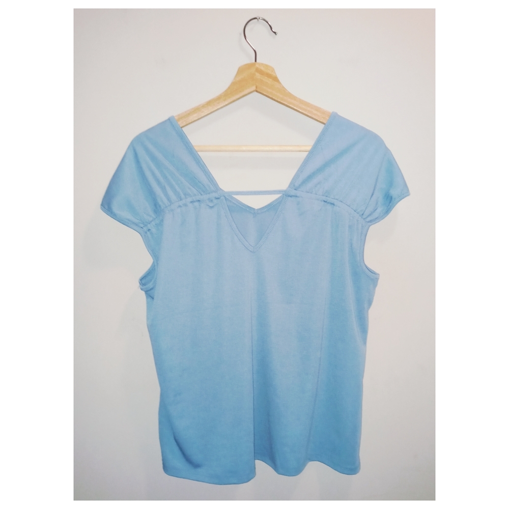 cooper & ella Coronet Blue ruched shoulder Top - Picture 5 of 5